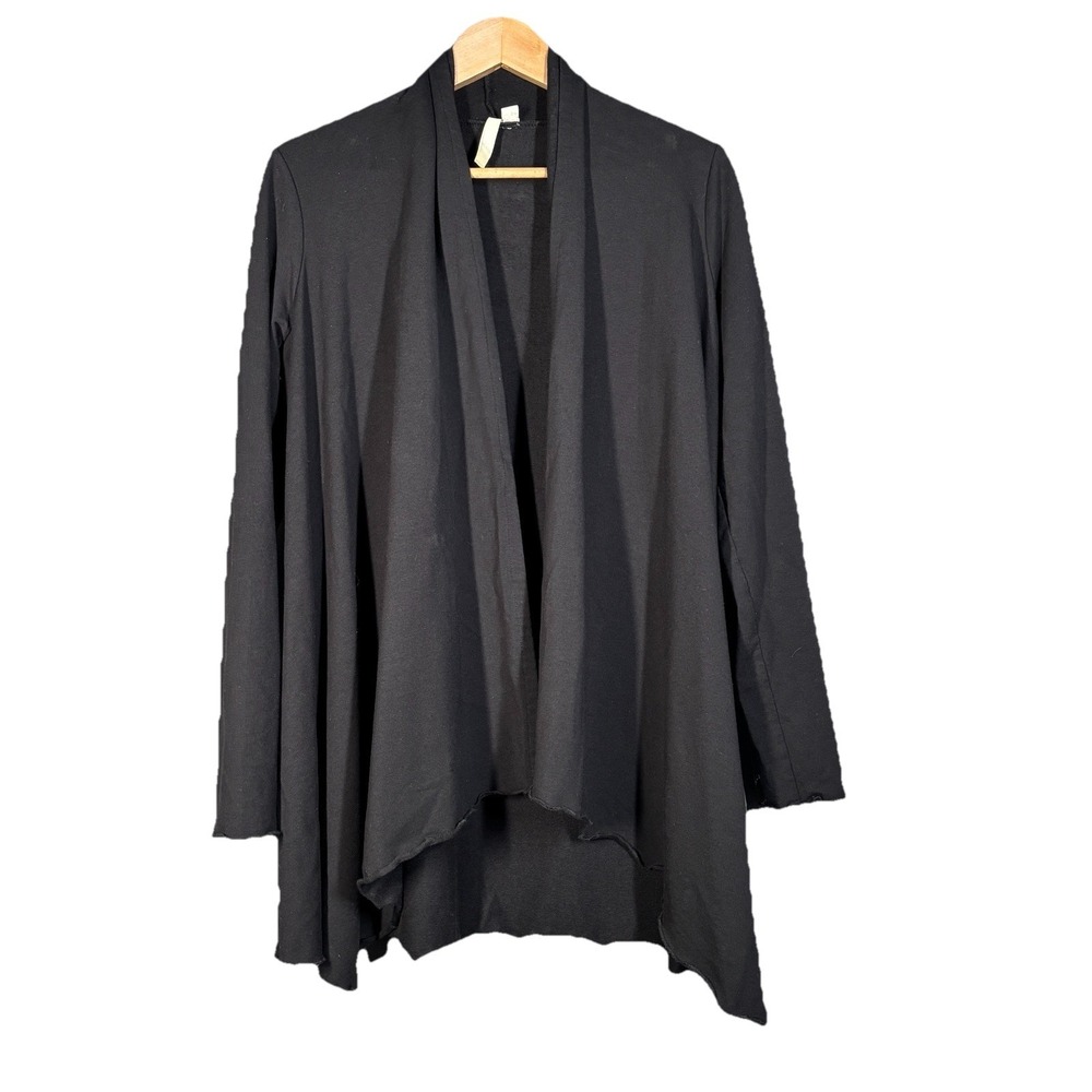 Pure Jill Cardigan Women's Small Black Open Front Sweater Flyaway Long Sleeve